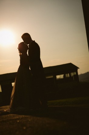 Marito e moglie luci del tramonto